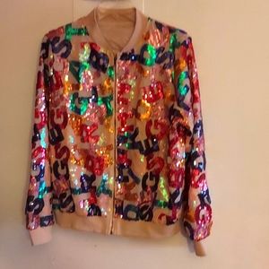 NWOT  XL Letter Sequin Bomber Jacket